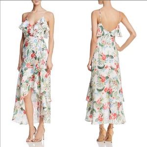 Bardot White Floral High-Low Ruffle Maxi Dress